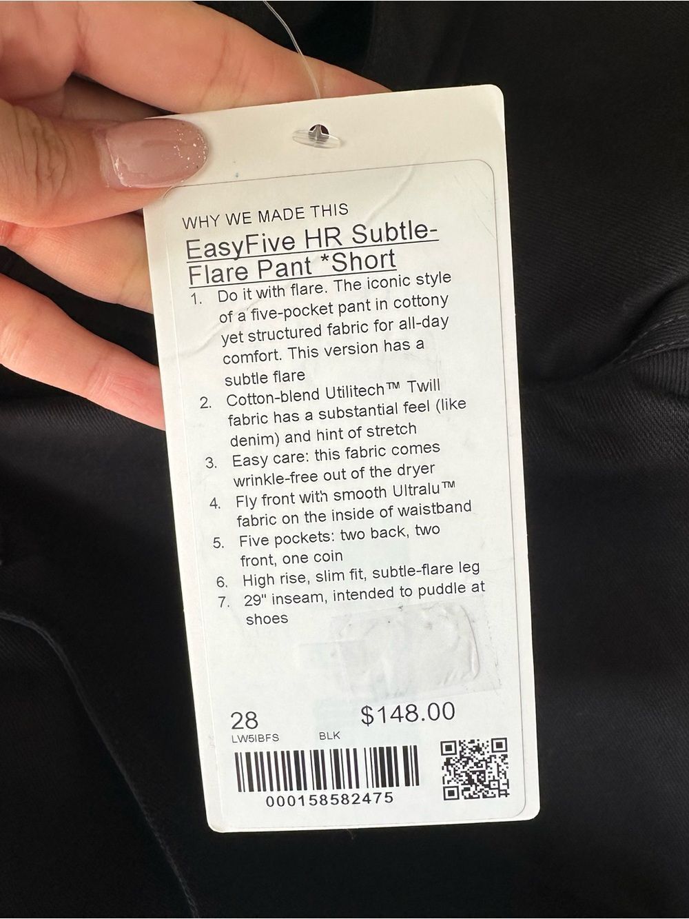 NWT 28 EasyFive HR Subtle-Flare Pant *Short 29” inseam - Black - Picture 4 of 9